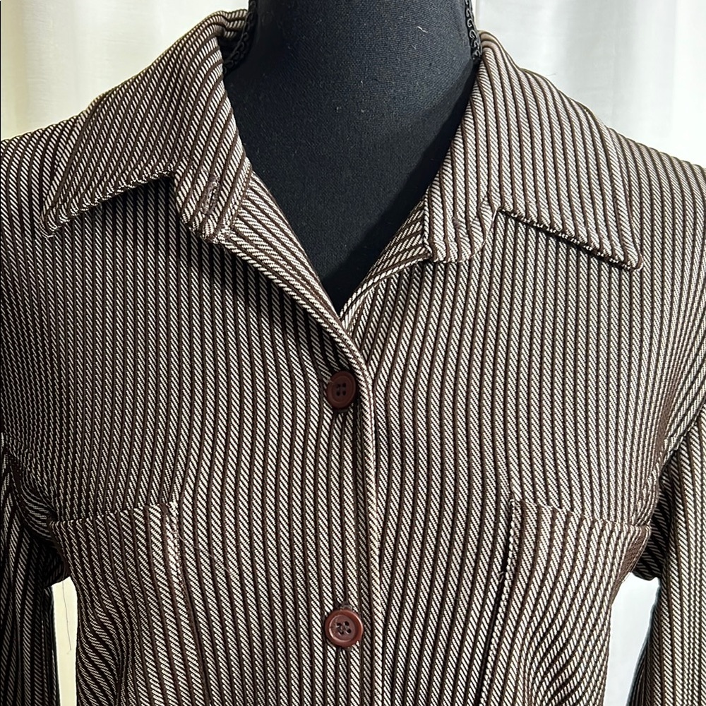 Vintage Textured Striped Button Down Shirt - Picture 2 of 5